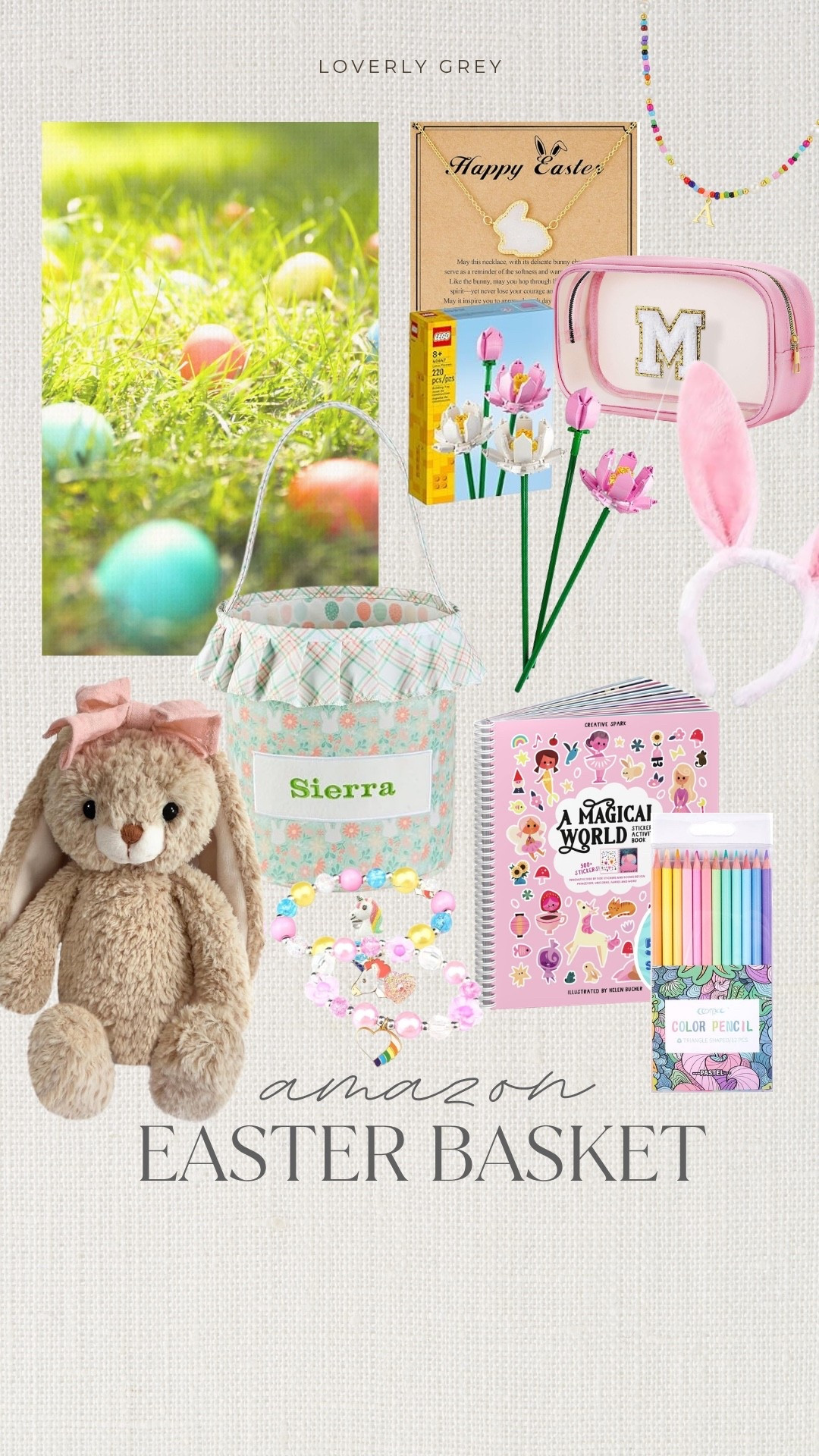 Easter basket goodies for your little girl! I love the embroidered Easter basket with the ruffled detail on the rim! Perfect to fill with a fluffy bunny stuffed animal, simple LEGO set, and new colored pencils!

#LTKdayinmylife #LTKSeasonal #LTKmomlife