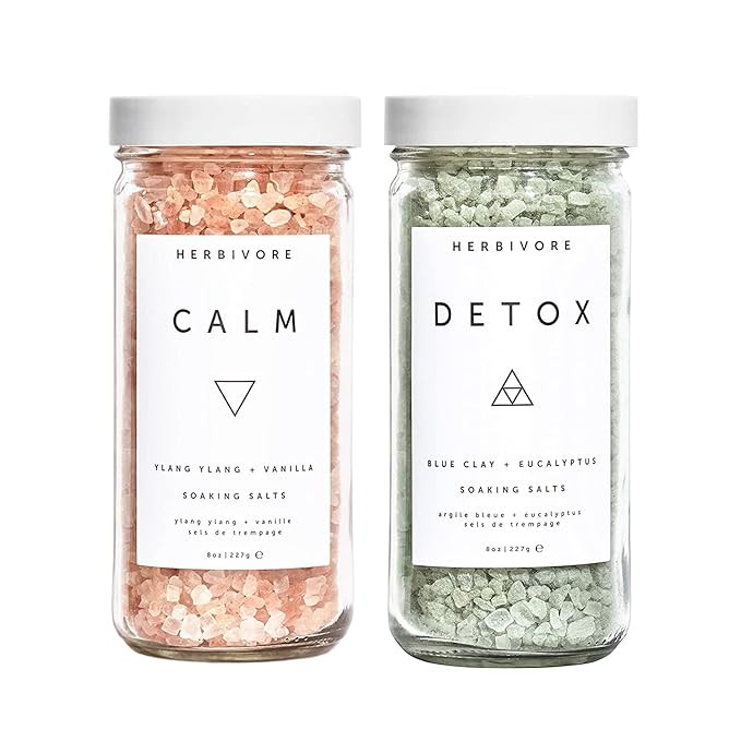 Herbivore Botanicals Calm + Detox Soaking Bath Salts – Natural, Vegan, Clean Beauty (8 oz Each) | Amazon (US)