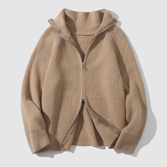 UIKYMOO Womens Jacket Thick Knit Cardigan Zipper Design Lapel Sweater Women Womens Knitted Jacket... | Amazon (US)