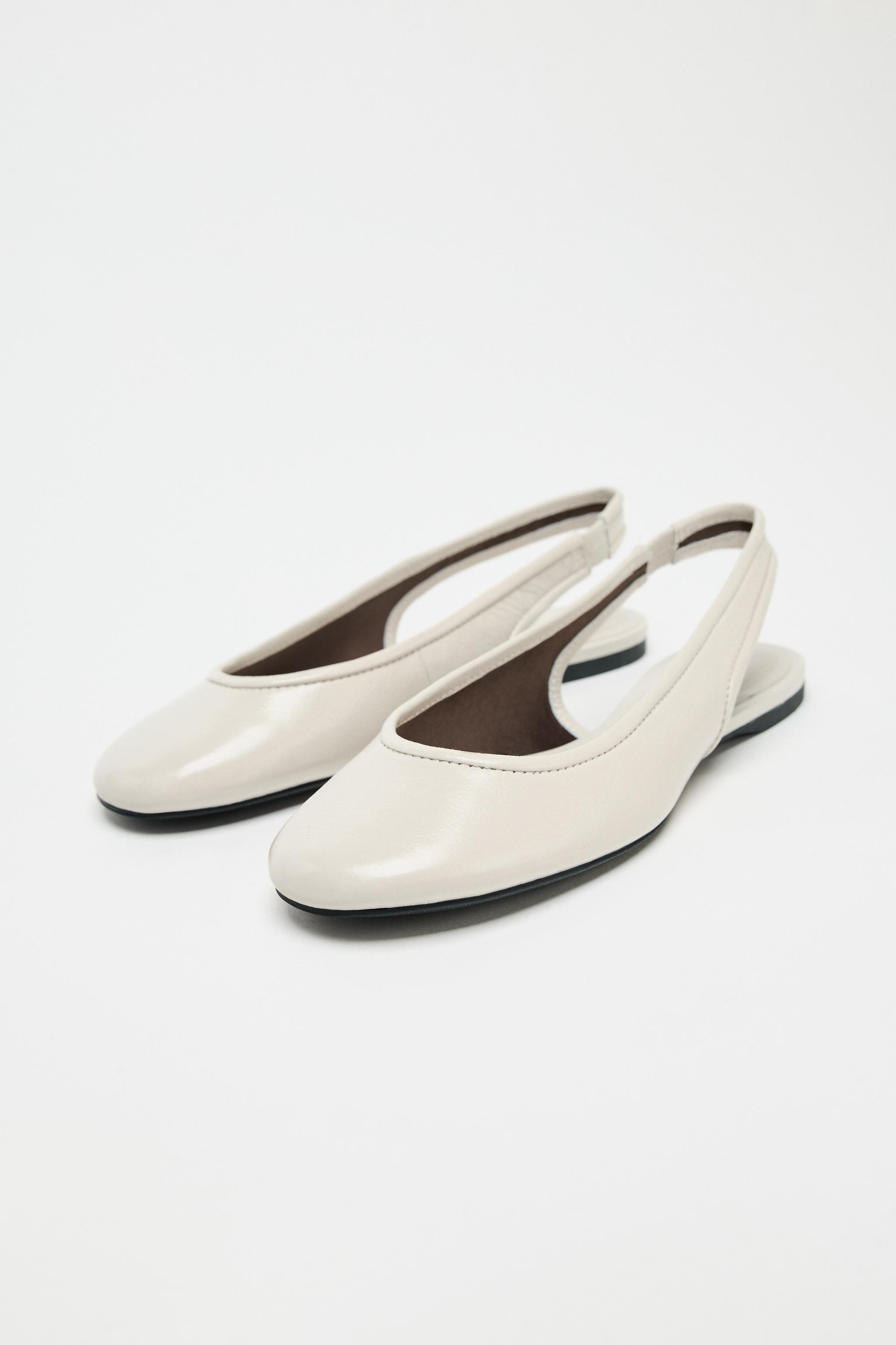 LEATHER SLINGBACK BALLET FLATS | Zara US