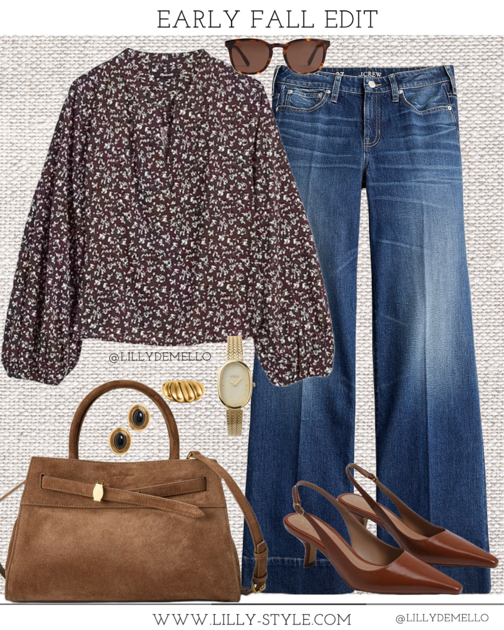 This outfit screams classy fall chic.  The slingback shoes look like designer without the price tag. 
