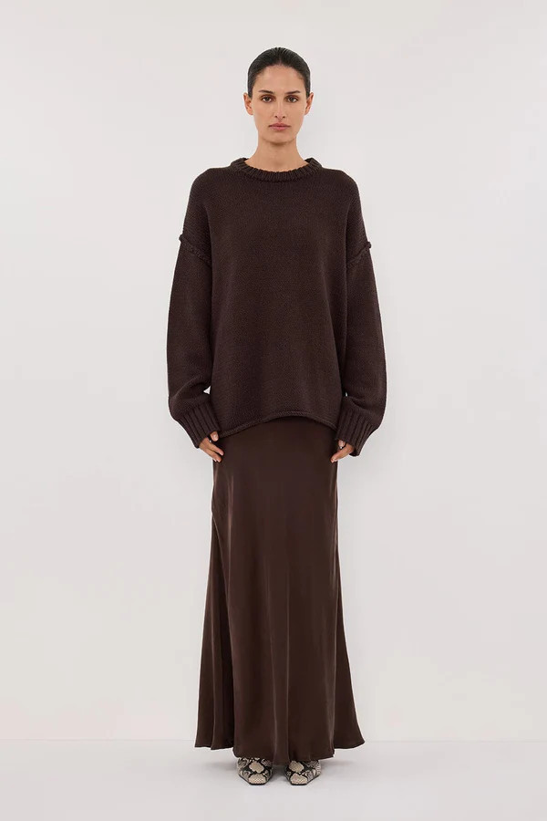 COLETTE BITTER CHOC SILK SKIRT | DISSH
