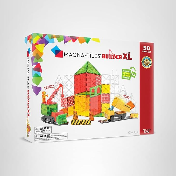 Magna-Tiles Builder XL 50-Piece Magnetic Construction Set, The Original Magnetic Building Brand | Amazon (US)