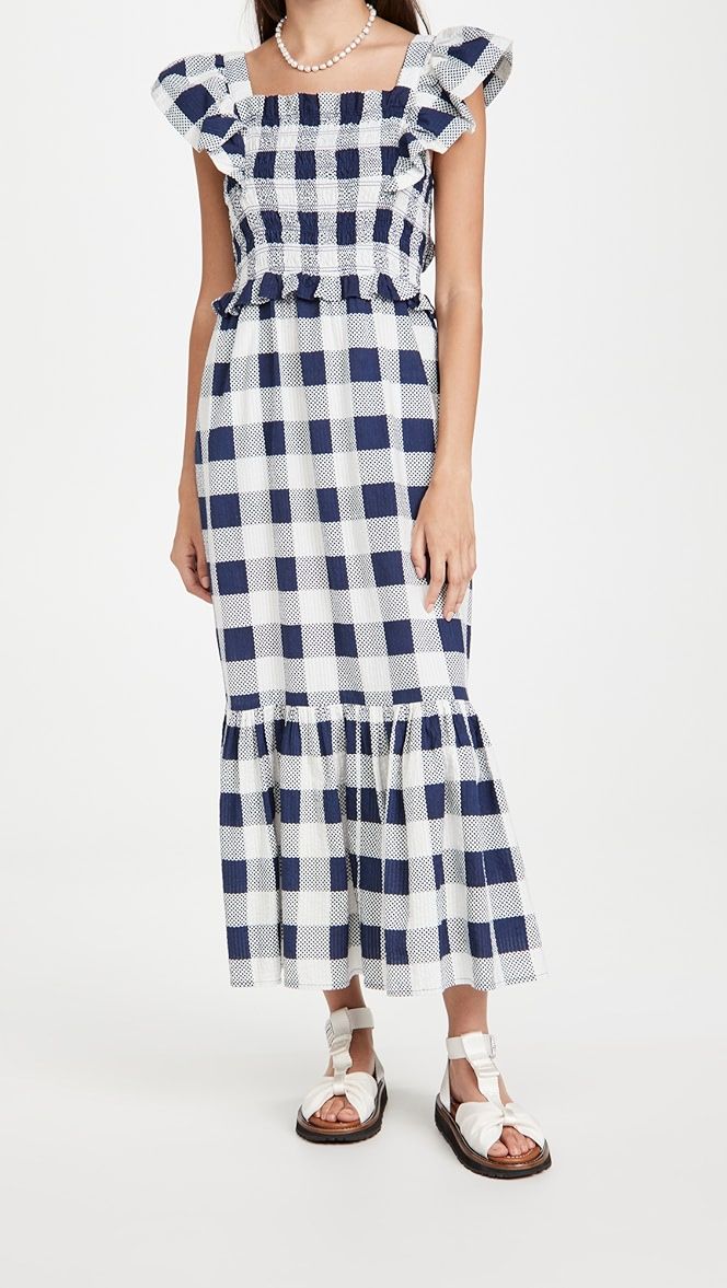 Morgan Plaid Short Sleeve Smocked Dress | Shopbop