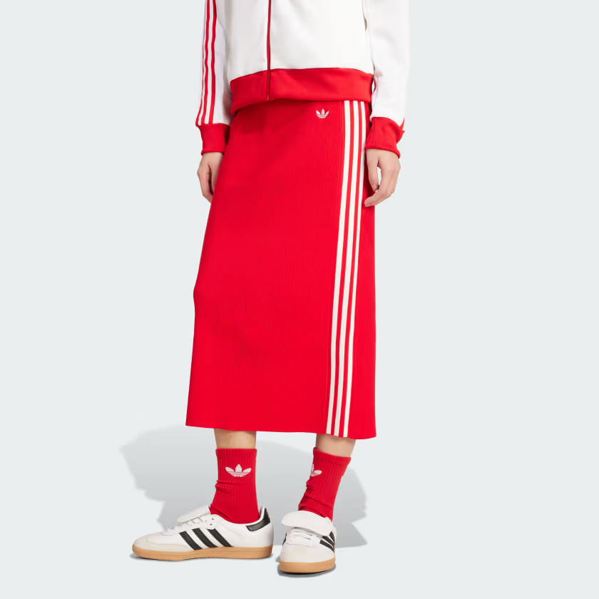 adidas Adicolor Knit 3-Stripes Skirt - Red | Free Shipping with adiClub | adidas US | adidas (US)