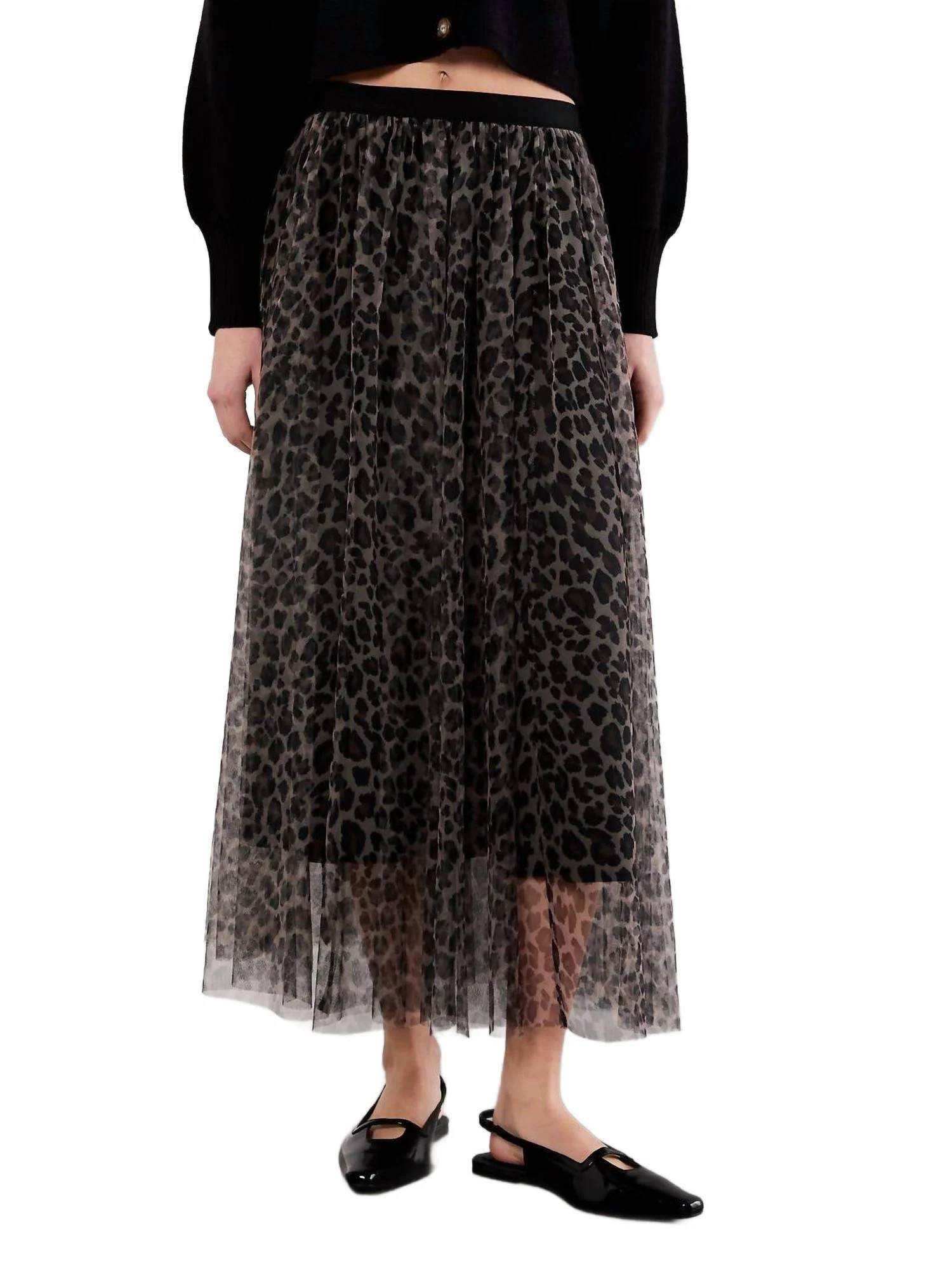 Leopard Tulle Skirt In Brown | Shop Simon
