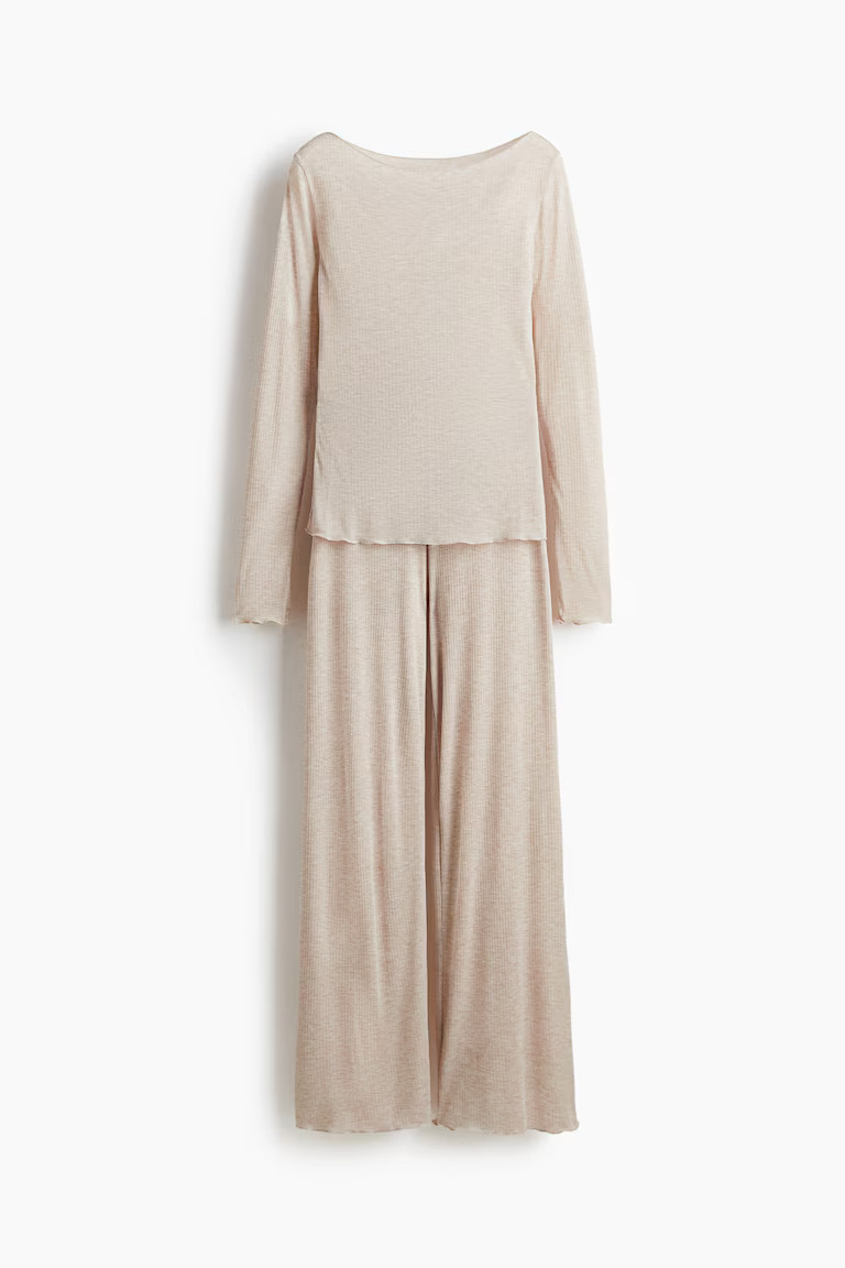 H & M - Ribbed pyjamas - Light Pink | H&M (UK, MY, IN, SG, PH, TW, HK)