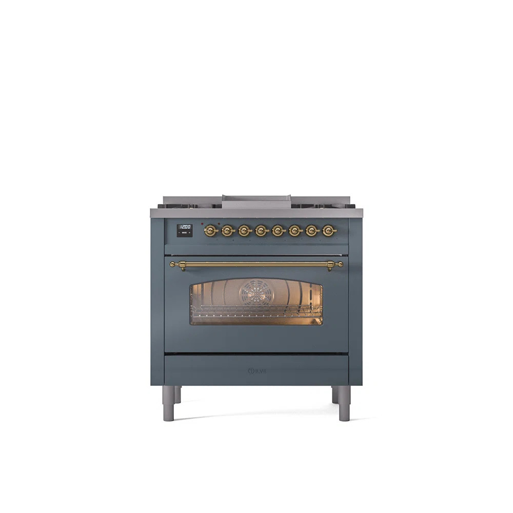 ILVE Nostalgie II Series 36 inch Dual Fuel Range with 6 Burners, Griddle (Glass Door) UP36FNMPBGG | Wayfair North America