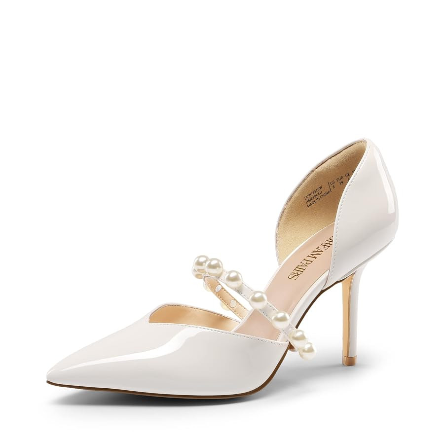 DREAM PAIRS Women's Closed Toe High Heels Stiletto Pointed Toe Strappy Pearl Elegant D'Orsay Dres... | Amazon (US)