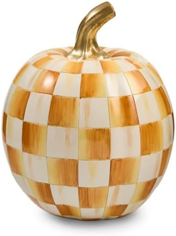 MACKENZIE-CHILDS Resin Pumpkin, Small, Golden-Yellow-and-White Amber Check | Amazon (US)
