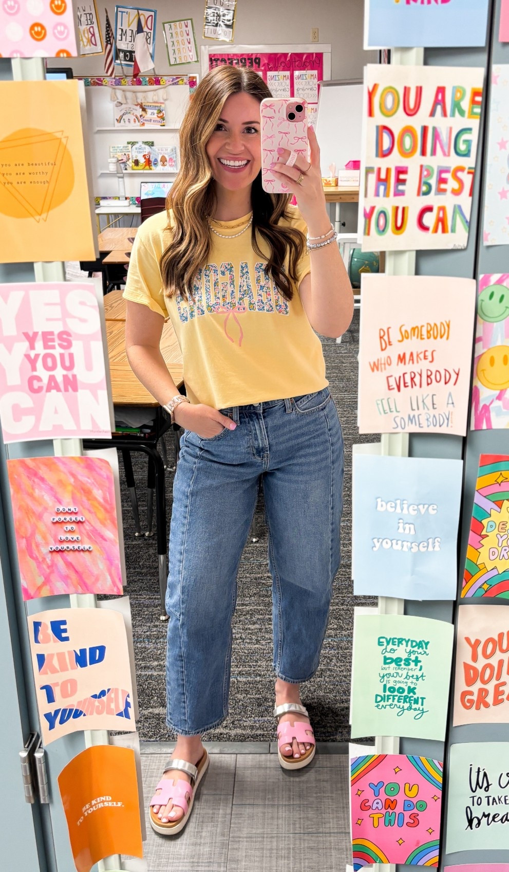 Custom school tshirt perfect for spring!💛🌸 
Etsy tee//small
Old navy barrel//0 regular
Steve Madden girl shoes//big kid 5.5 (usually a 7-7.5 women) 



#LTKSaleAlert #LTKootd