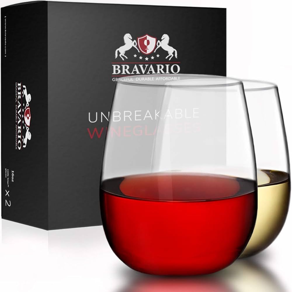 Unbreakable Stemless Plastic Wine Glasses | Reusable | Shatterproof 100% Tritan Plastic | Dishwas... | Amazon (US)