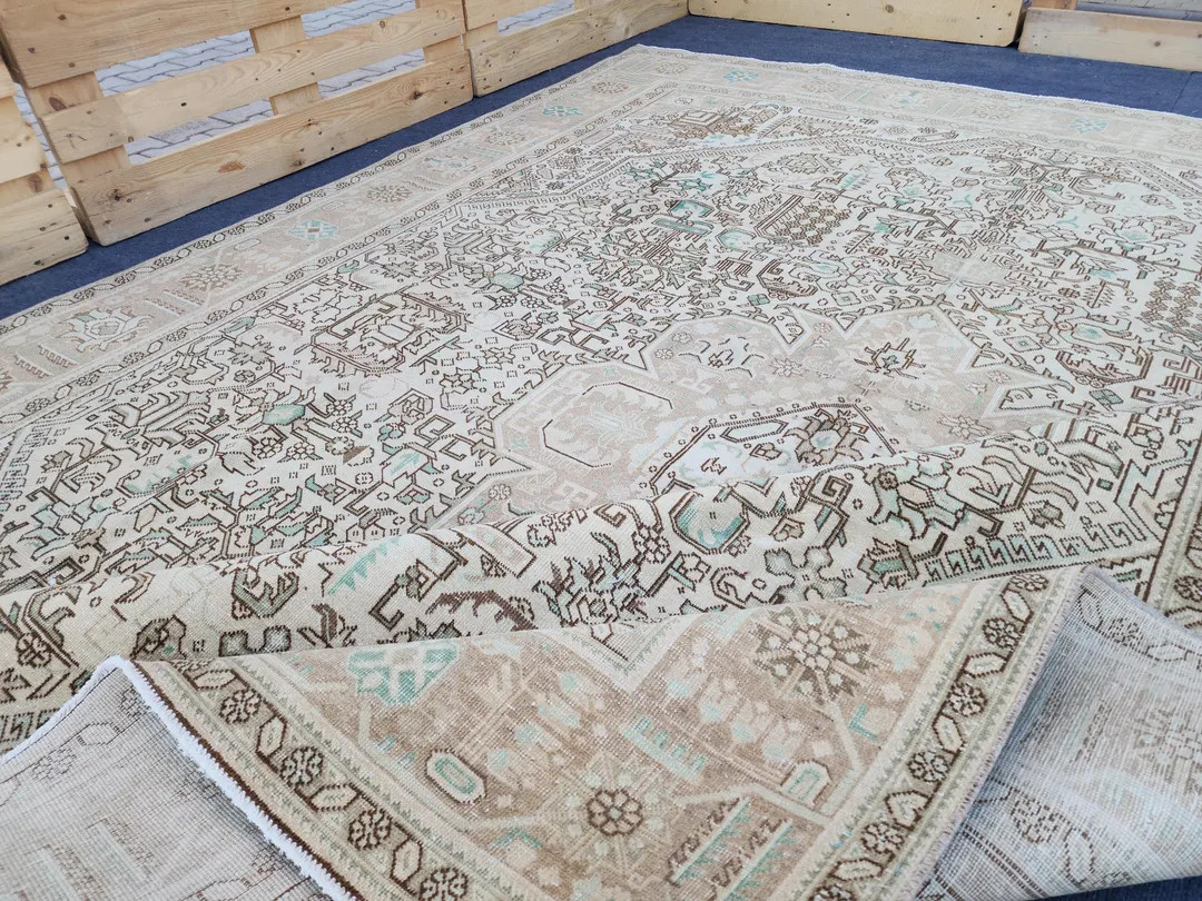 10x13 Neutral Area Rug, Large Oushak Rug, Vintage Turkish Rug, 10x13 Oversized Rug, Living Room R... | Etsy (US)