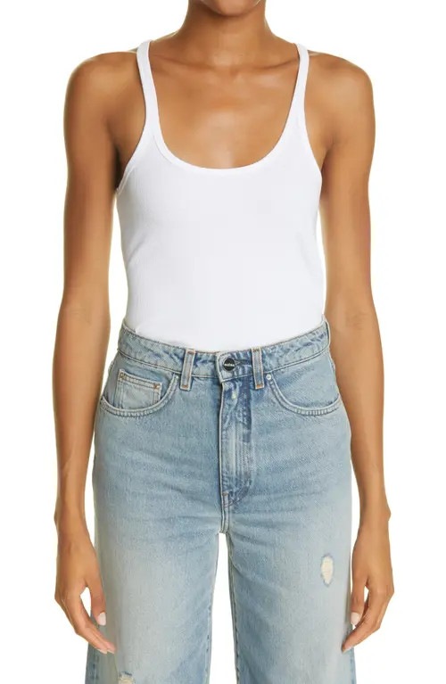 TOTEME Women's Rib Stretch Organic Cotton Tank in White at Nordstrom, Size X-Small | Nordstrom