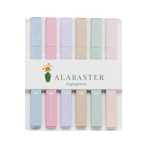 ALABASTER Co. - No Bleed Highlighter, 6 Pcs, Chisel Tip, Muted Pastel Color, Pastel Highlighter Set, Aesthetic Bible Study Supplies, Bible Highlighter | Amazon (US)