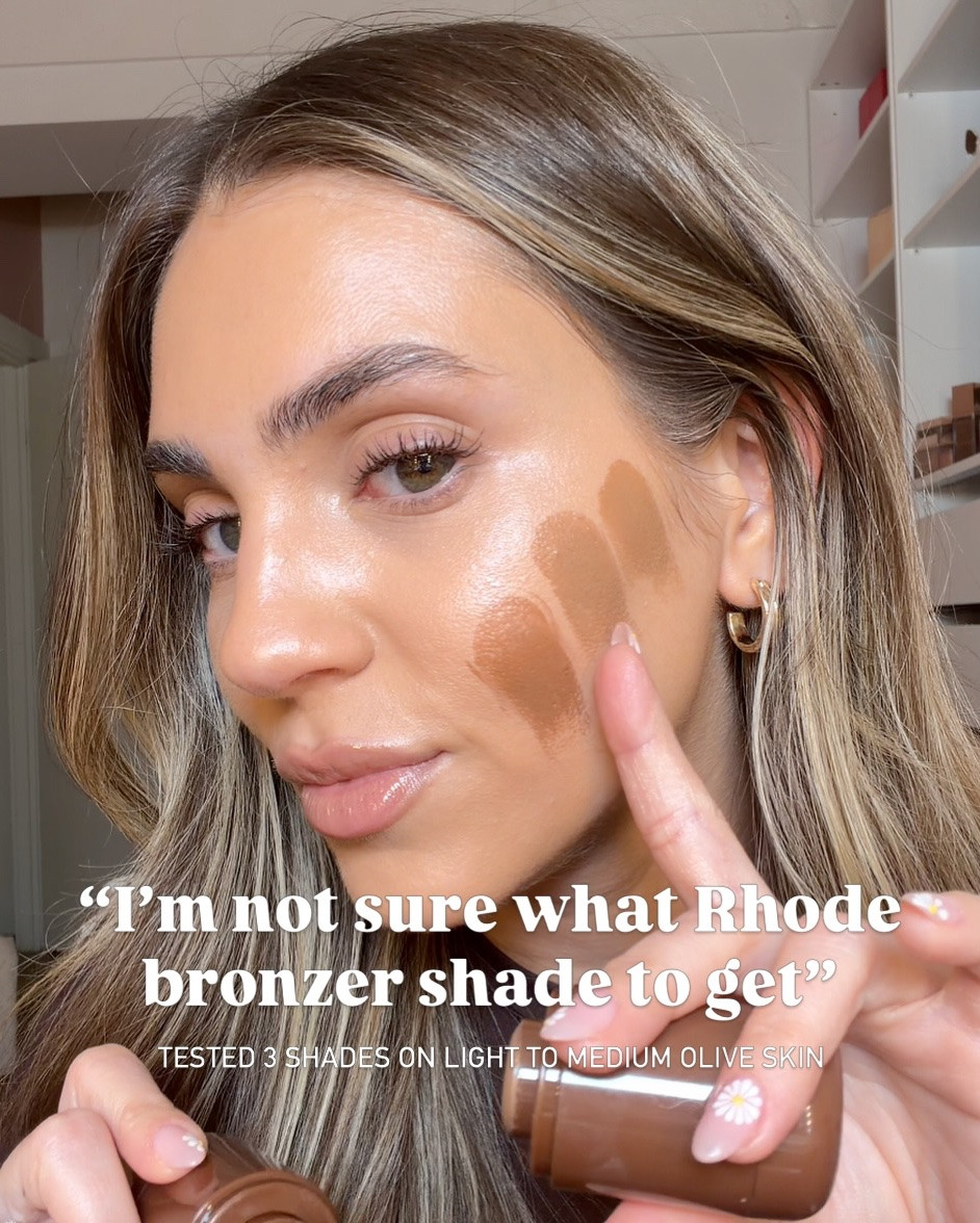 @rhode bronzer swatches on light to medium olive skin to help you decide which one is best, swipe to see my fave, which one are you getting? 🫶🤎 #makeupswatches #rhodebronzer #creambronzer #oliveskin #newmakeuplaunches

#LTKBeauty #LTKgrwm