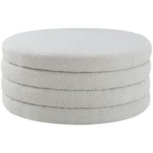 Meridian Furniture Aphia Cream Boucle Fabric Ottoman/Coffee Table | Homesquare