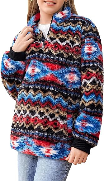 Beotyshow Toddler Boys Aztec Fleece Jackets Fuzzy Sherpa Quarter Zip Pullover Western Vintage Win... | Amazon (US)
