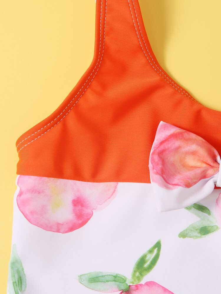 Toddler Girls Peach Print One Piece Swimsuit | SHEIN