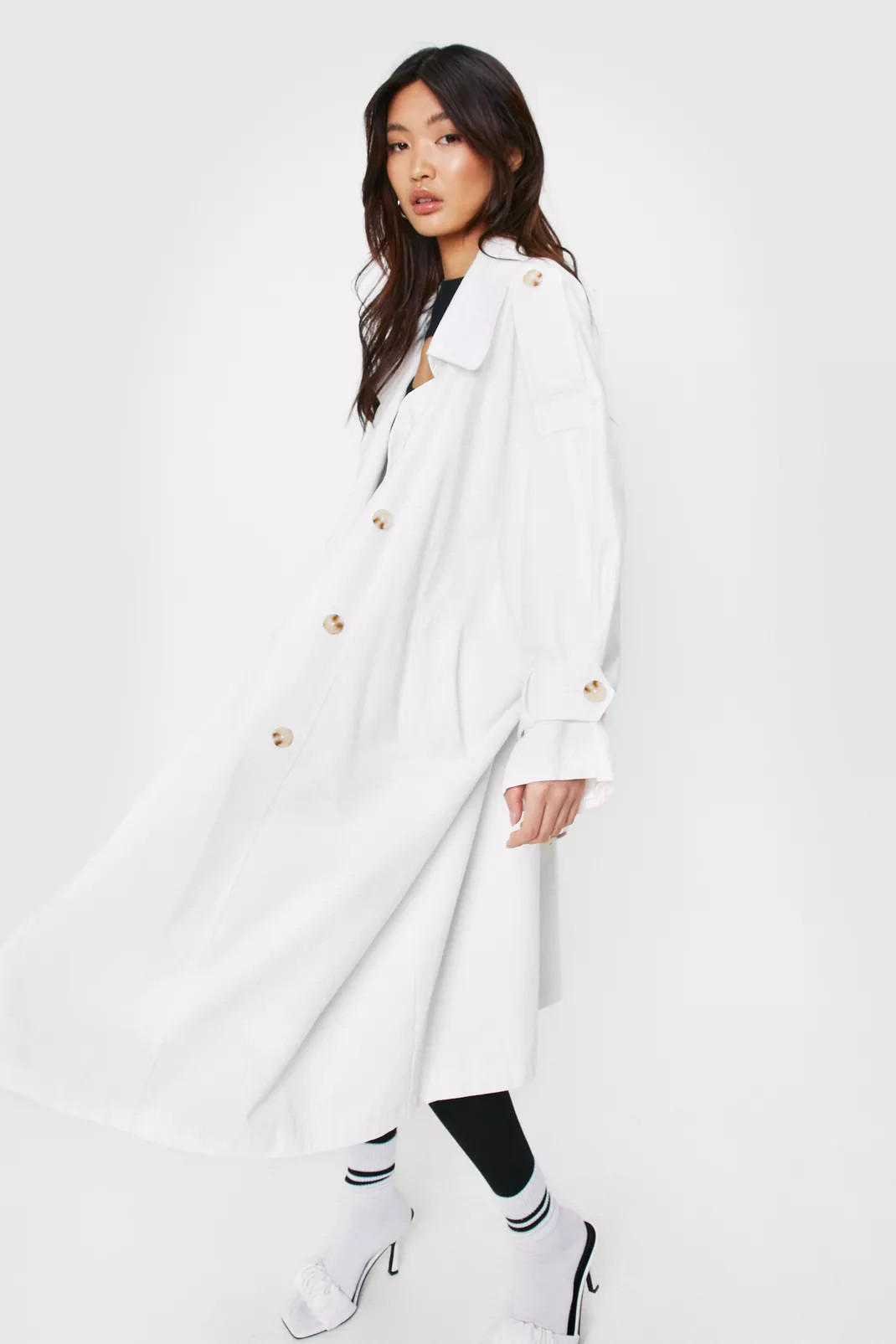 Oversized Double Breasted Belted Trench Coat | Nasty Gal (US)