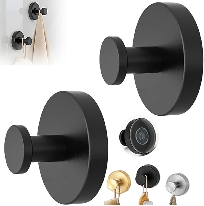 HISKI Suction Cup Hooks, No-Drill Hook Stainless Steel Waterproof Towel Hook for Shower Bathroom ... | Amazon (US)