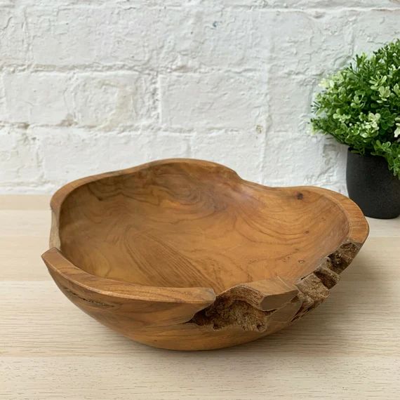 Antique Rustic Kitchen Food Hand Carved Teak Root Wood Fruit Snack Table Bowl | Etsy (US)