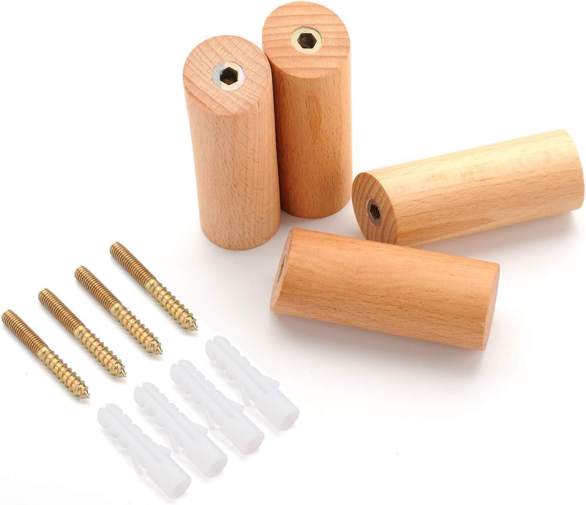 Pack of 4, Natural Wooden Coat Hooks, Wall Mounted Single Wall Hook Rack, Clothes Hat Hanger Towe... | Amazon (US)