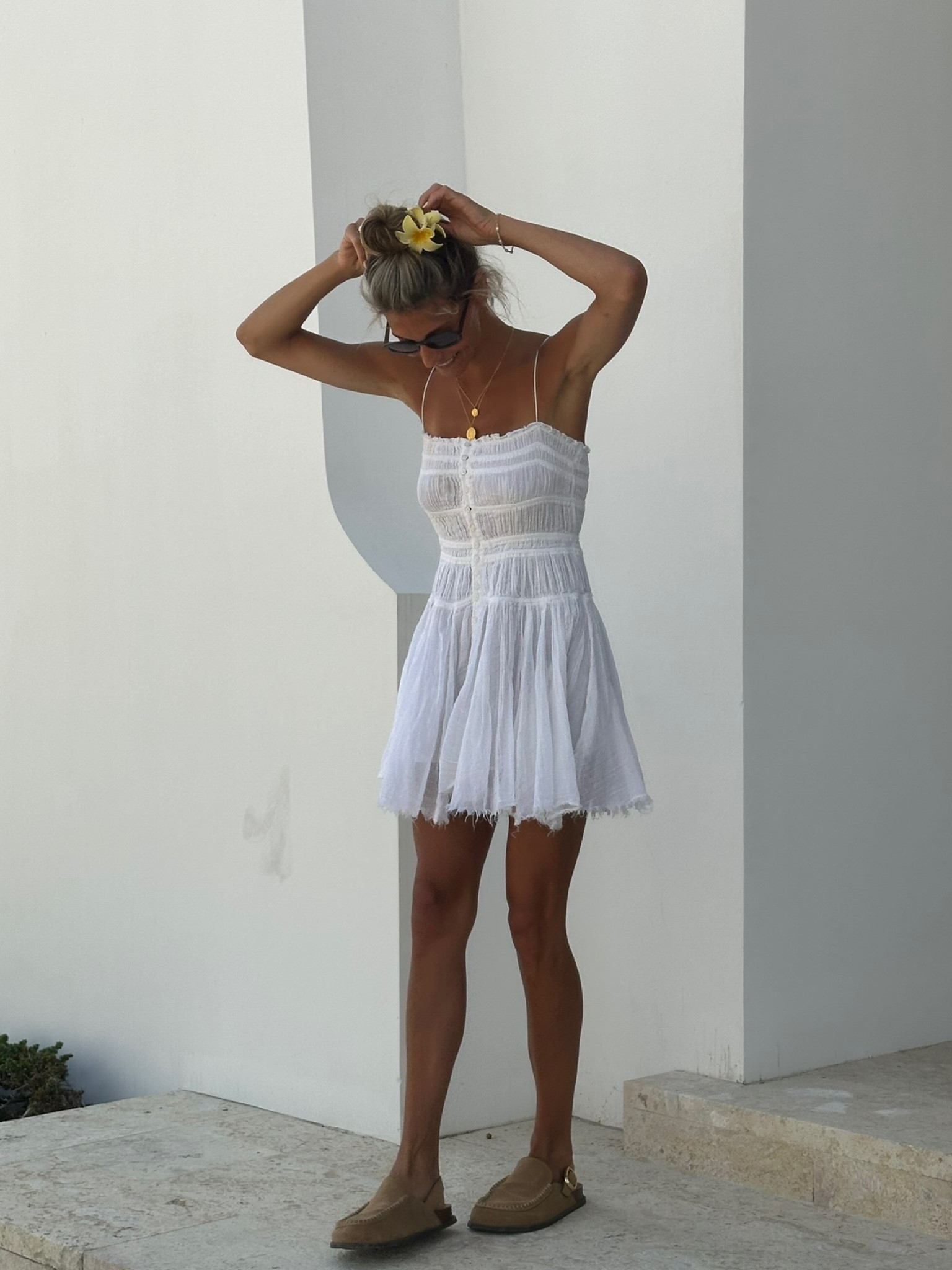 Free people white dress🤎