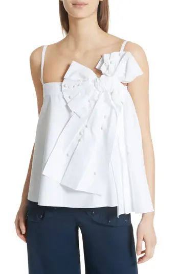 Women's Red Valentino Bow Detail Top, Size 0 US / 38 IT - White | Nordstrom