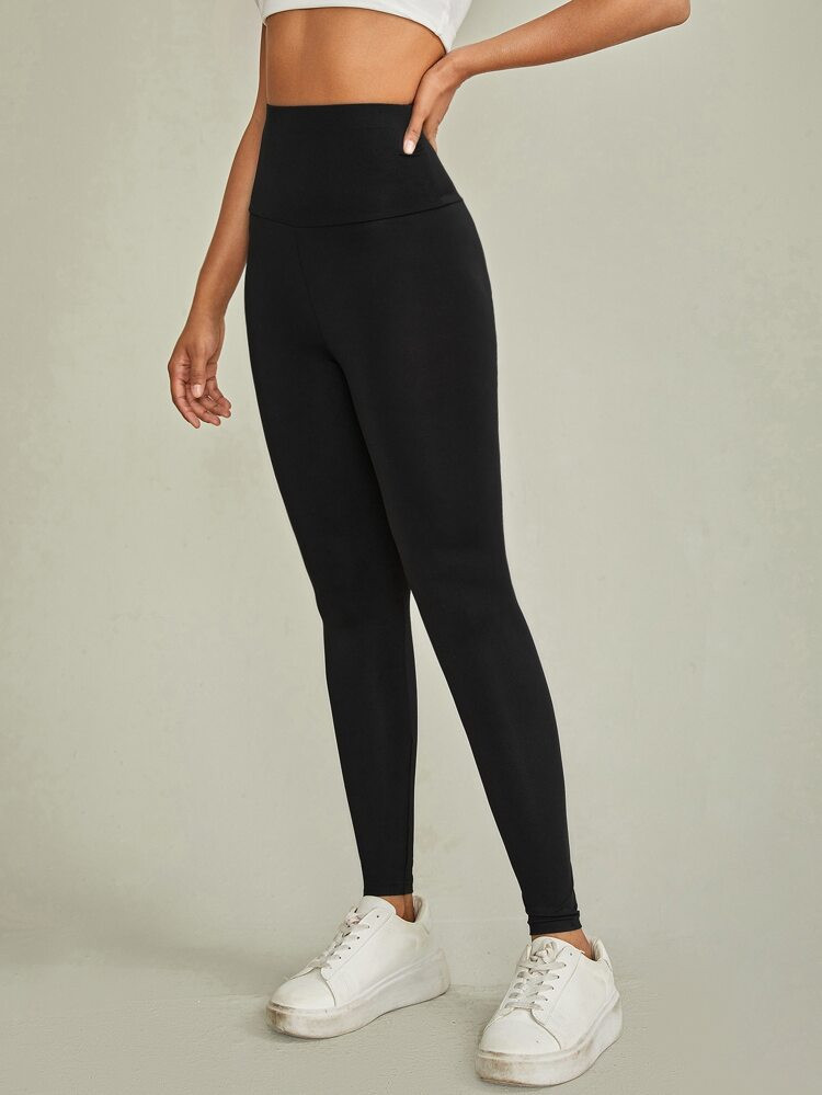 SHEIN Solid Wideband Waist Leggings | SHEIN