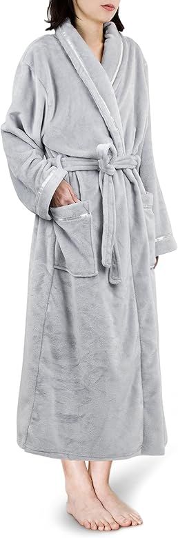 PAVILIA Plush Robe For Women, Fluffy Soft Bathrobe, Warm Cozy Fleece Robe, Satin Trim | Amazon (US)