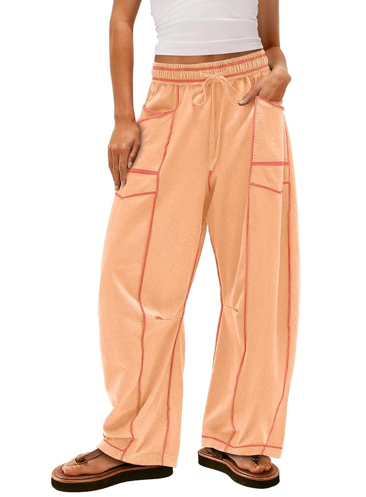 Yanekop Womens Baggy Wide Leg Pants Casual Fall Trousers Palazzo Pants Drawstring Waist Barrel Sw... | Amazon (US)