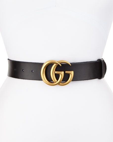 Gucci Leather Logo-Buckle Belt | Bergdorf Goodman