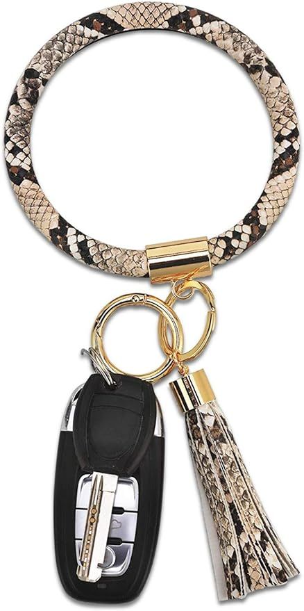 Coolcos Key Ring Bracelet Wristlet Keychain Bangle Keyring - Portable Leather Tassel Bracelet Key... | Amazon (US)