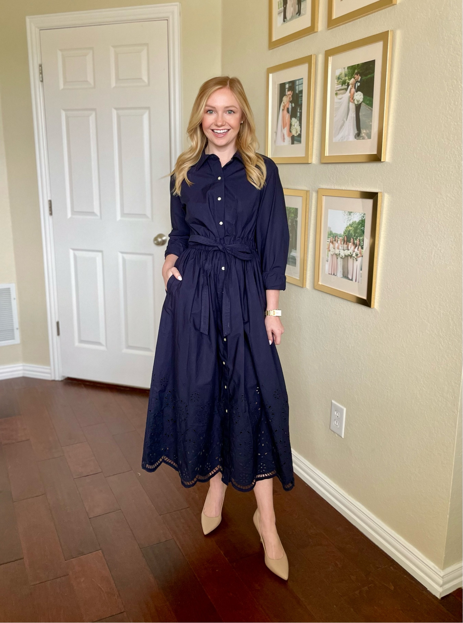 This dress is gorgeous, I cannot believe it’s under $40! Perfect for work in the spring | work dress, midi dress, shirt dress, navy dress, embroidered dress 

#LTKFindsUnder50 #LTKSeasonal #LTKWorkwear