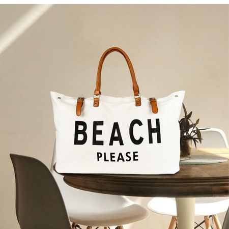 Beach Bag with Vegan Leather Handle, Extra Large Beach Bag for Women Waterproof Sandproof, White pool bag vacation must have family beach bag travel 

#LTKSwim #LTKTravel #LTKItBag