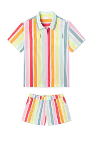 Sadie Shorts Set in Rainbow Stripe | Lake Pajamas