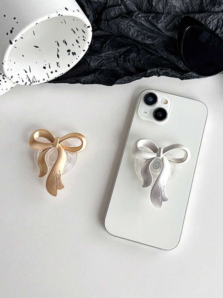 1pc Metal Bowknot Styled Back Adhesive Phone Stand With Pop-Up Airbag Design For Binge-Watching | SHEIN