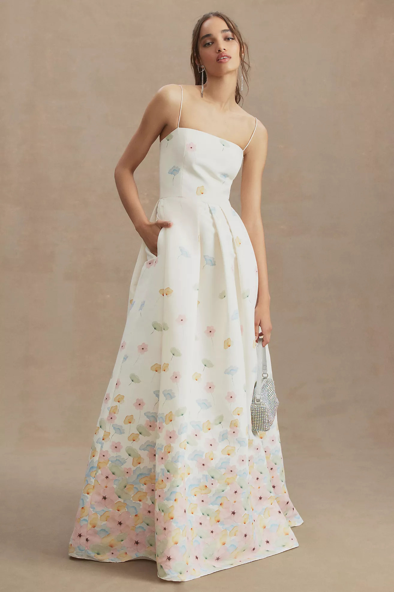 Sachin & Babi Beau Pleated Square-Neck Gown | Anthropologie (US)