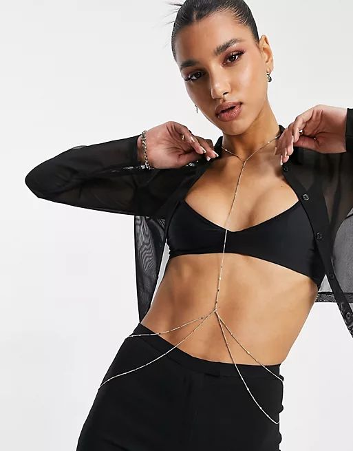 ASOS DESIGN body chain in fine dot-dash design in gold tone | ASOS (Global)