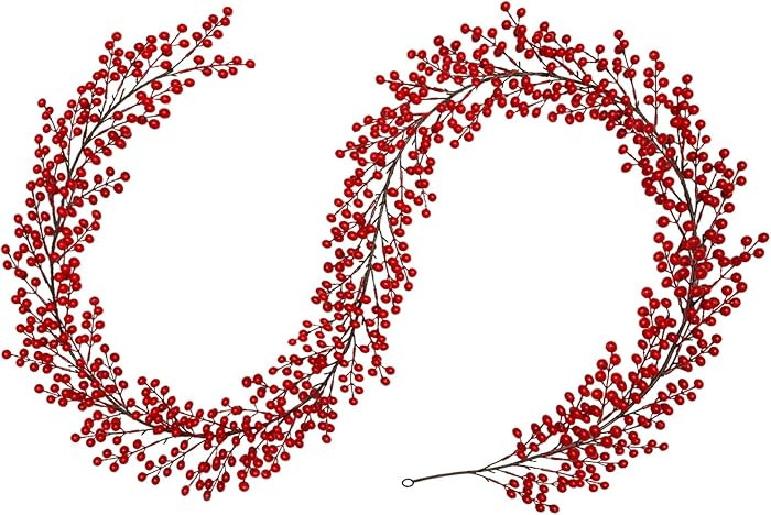 Breeze Touch 8.8FT Christmas Red Berry Garland, Cranberry Holly Berry Garland for Christmas Tree,... | Amazon (US)