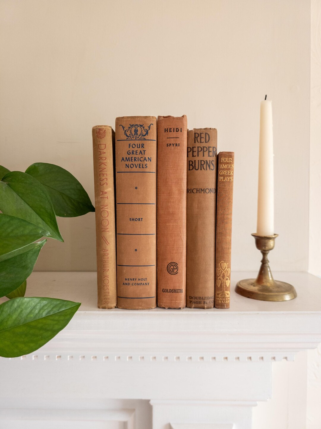 Vintage Tan Hardcover Book Set: Neutral Home Decor - Etsy | Etsy (US)