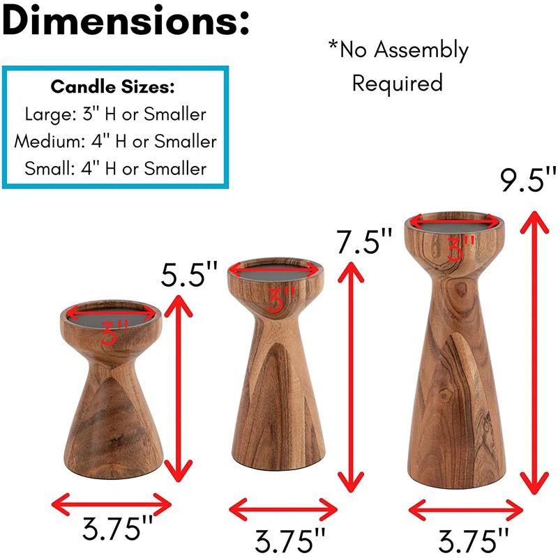 5'' H Wood Tabletop Candlestick (Set of 3) | Wayfair North America