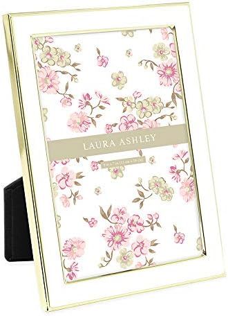 Laura Ashley 5x7 White Enamel Picture Frame, Gold Metal Edge with Easel, for Countertop, Counters... | Amazon (US)