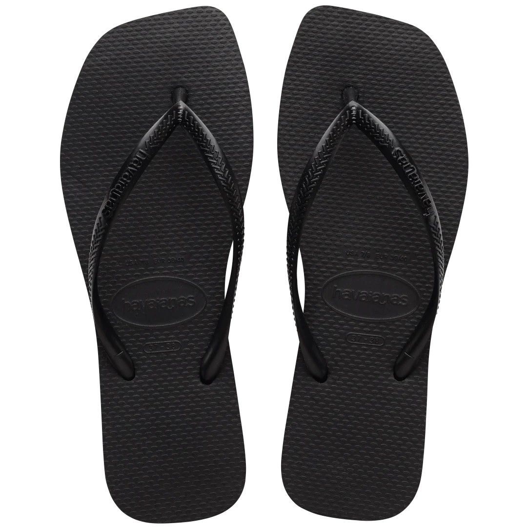 Havaianas Women's Slim Square Flip Flops | Black | Size 7/8 | Havaianas