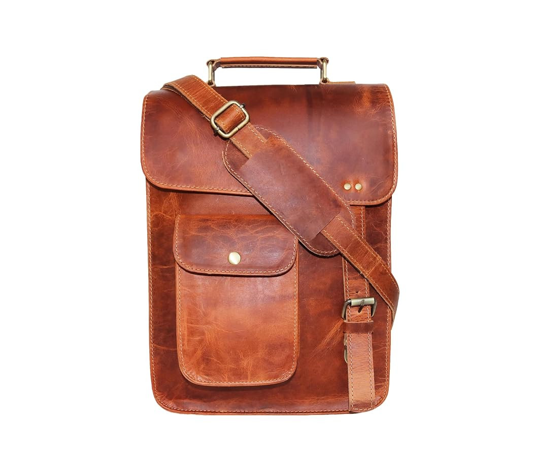 Leather messenger bag shoulder bag cross body vintage messenger bag for women & men satchel man p... | Amazon (US)