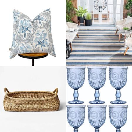 Pretty summer decor for inside and out! Gorgeous throw pillow, Nancy Myers style outdoor rug for cheap, plus French glasses and more!

#homedecor #outdoordecor #summerdecor 

#LTKSeasonal #LTKHome #LTKFindsUnder50