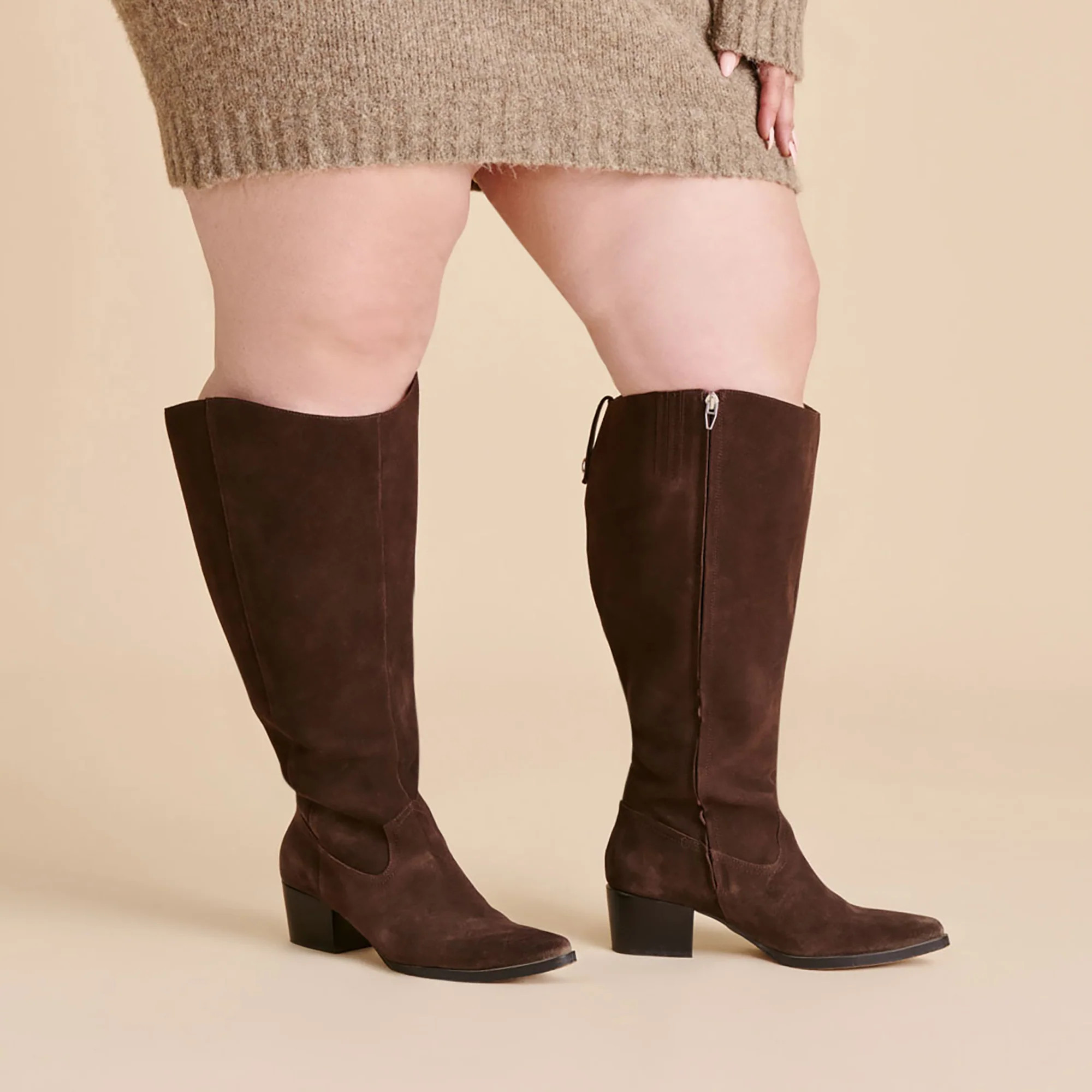 Virona H2O Extra Wide Calf Boots Dk Brown Suede | DolceVita.com