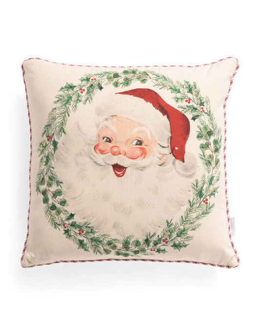 Jolly Wreath Santa Pillow | TJ Maxx