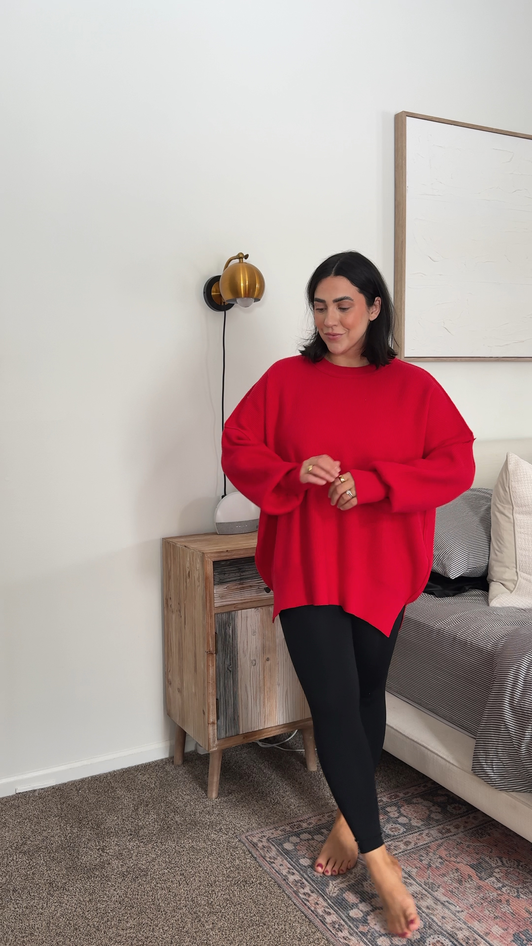 Cozy stretchy and oversized sweater perfect for a cozy, laid back Valentine’s Day outfit! My size L! Amazon find baby. The quality is so good. 

Red sweater, vday outfit, date night outfit, cozy Valentine’s Day outfit, lounge Valentine’s Day outfit. Midsize. 

#LTKMidsize #LTKWatchNow #LTKStyleTip